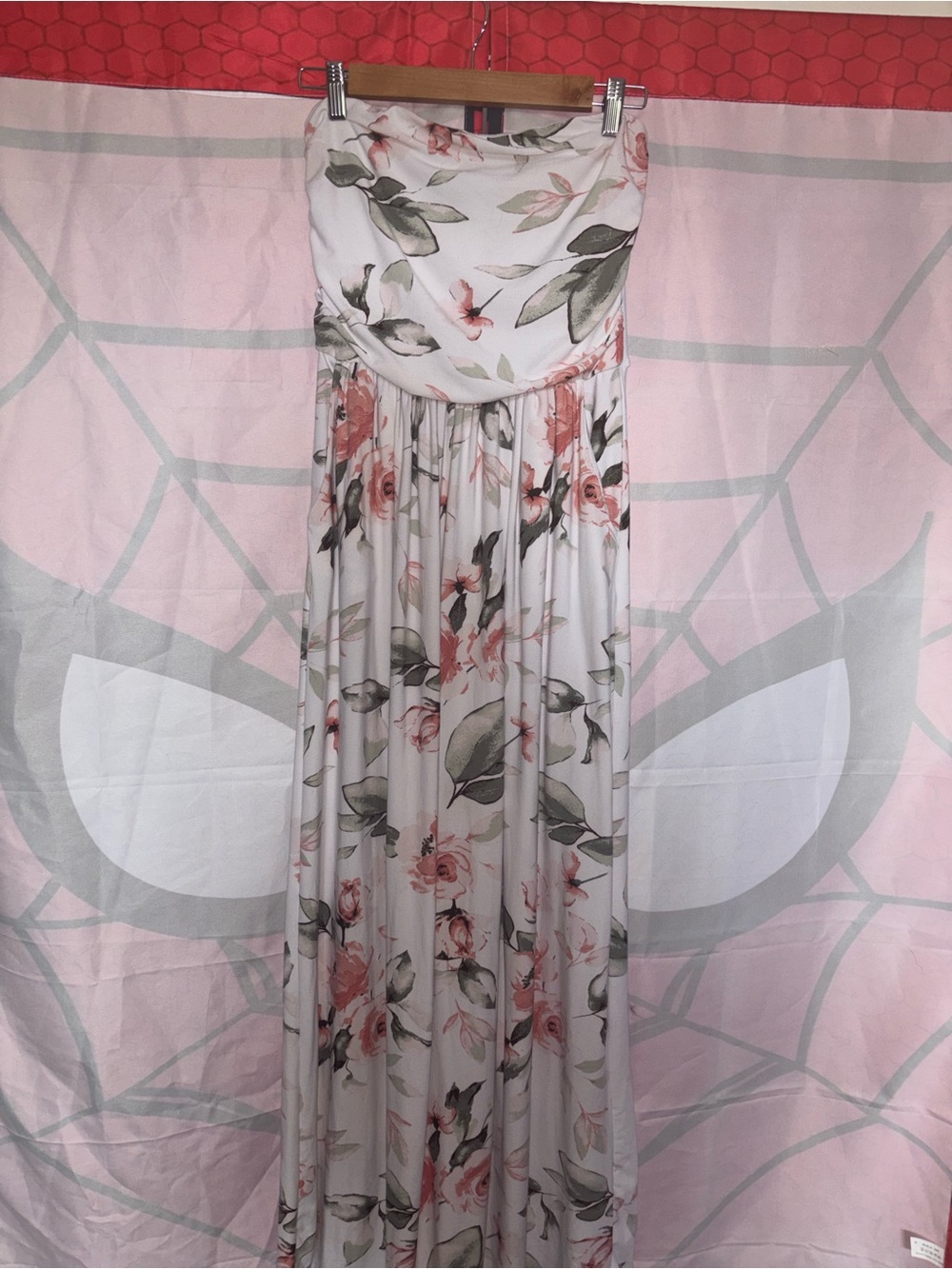 Streetwear Society Floral Strapless Dress - White, Pink, Green